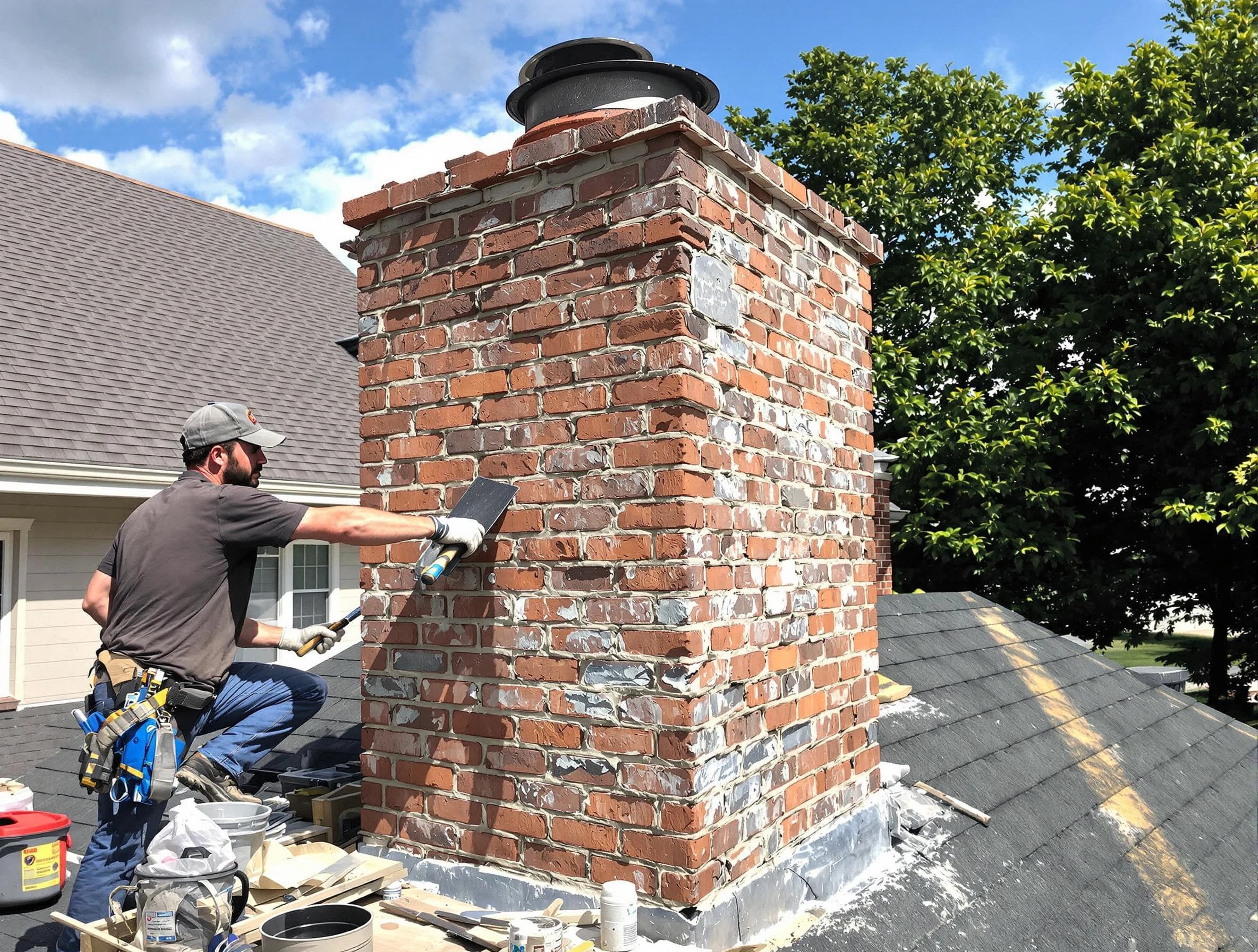 Completed chimney rebuild by Stoughton Chimney Sweep in Stoughton, MA
