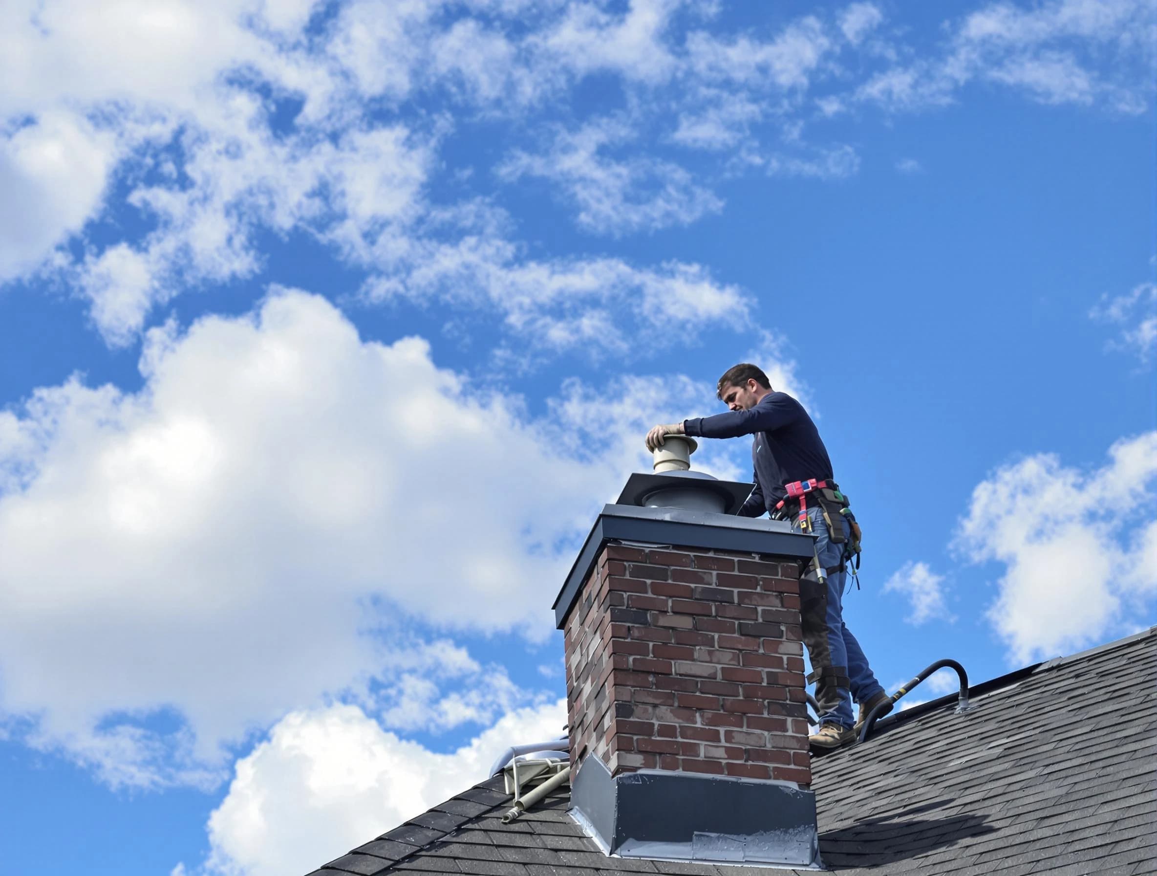 Stoughton Chimney Sweep installing a sturdy chimney cap in Stoughton, MA