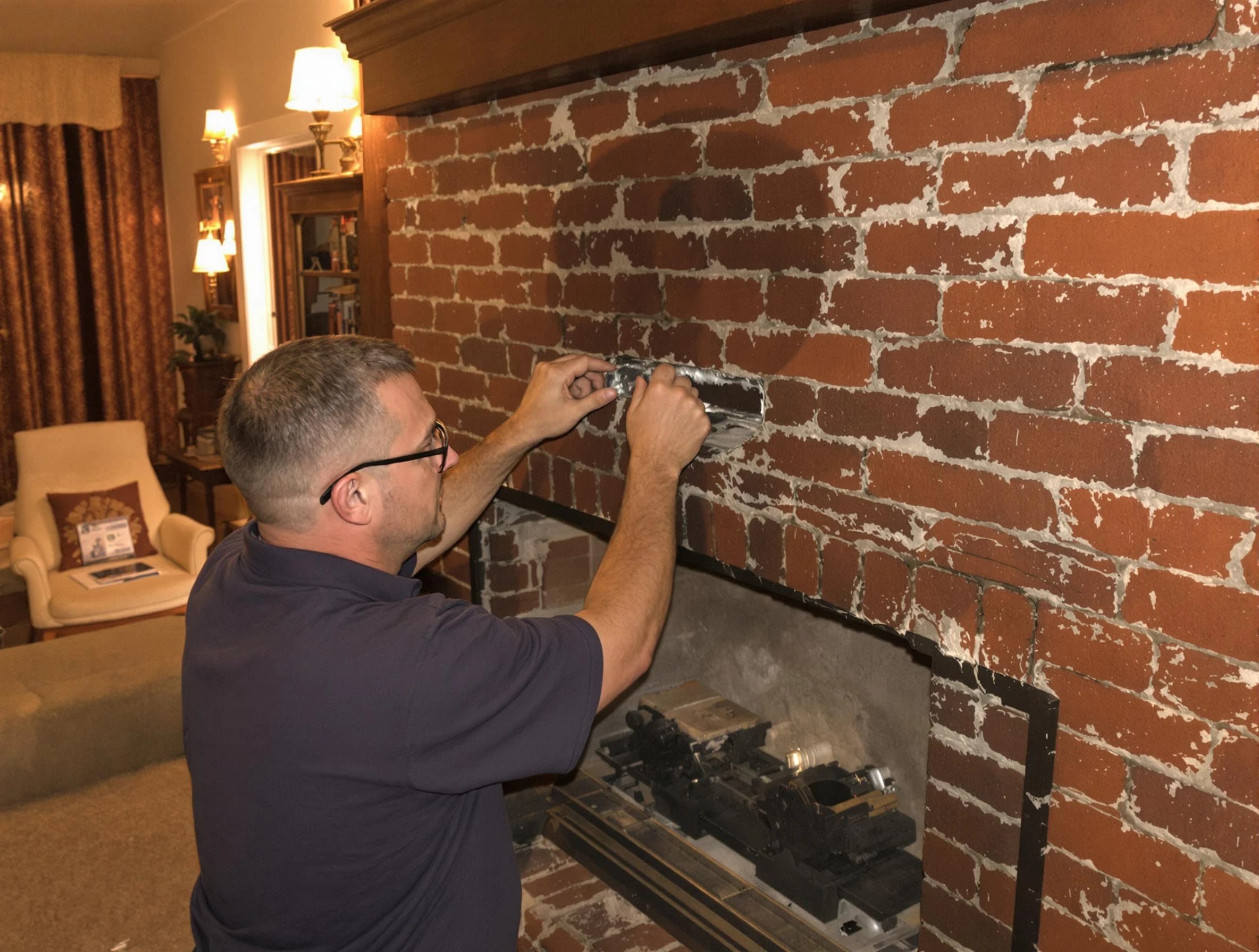 Stoughton Chimney Sweep expert fixing a fireplace in Stoughton, MA