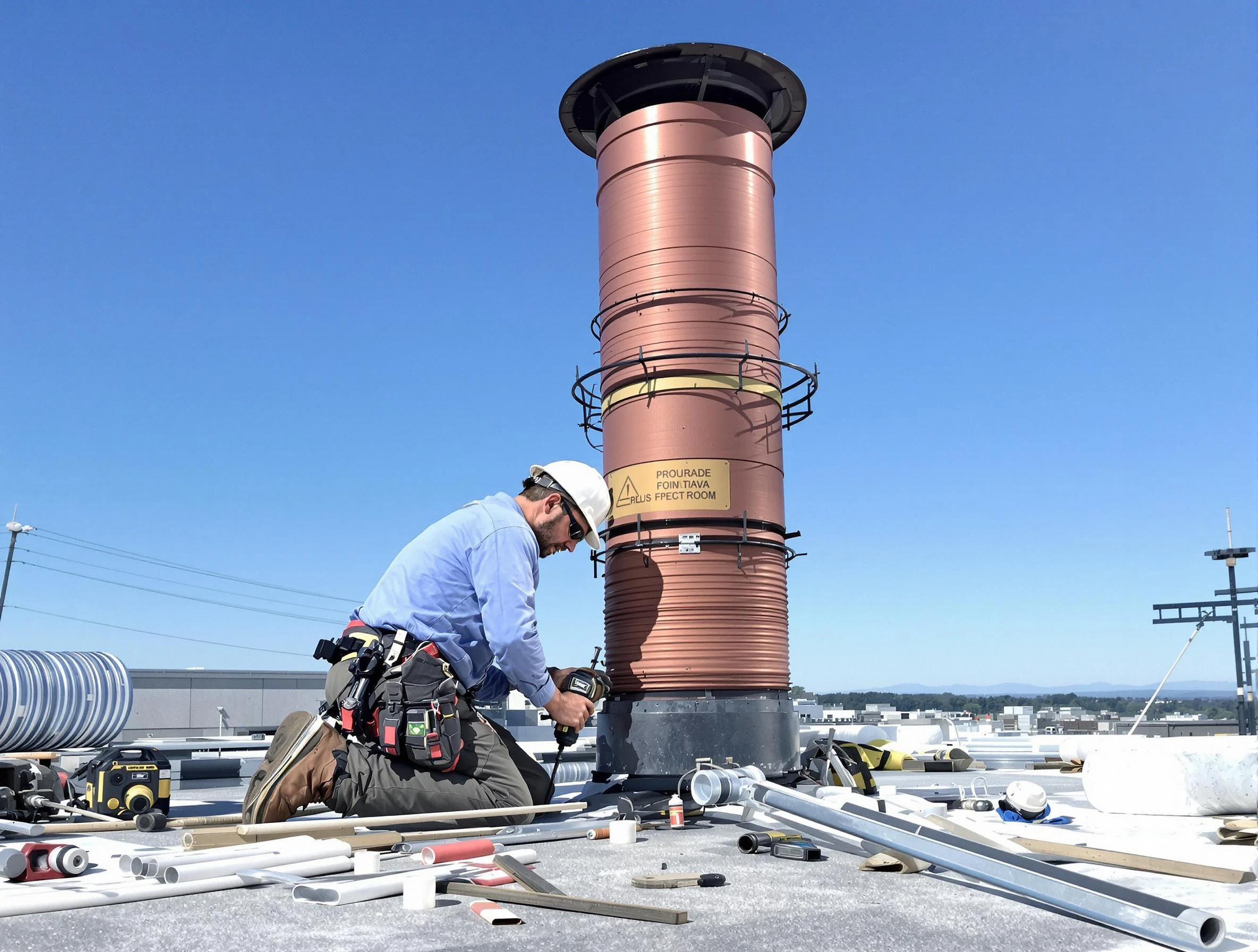 Installed chimney liner by Stoughton Chimney Sweep in Stoughton, MA